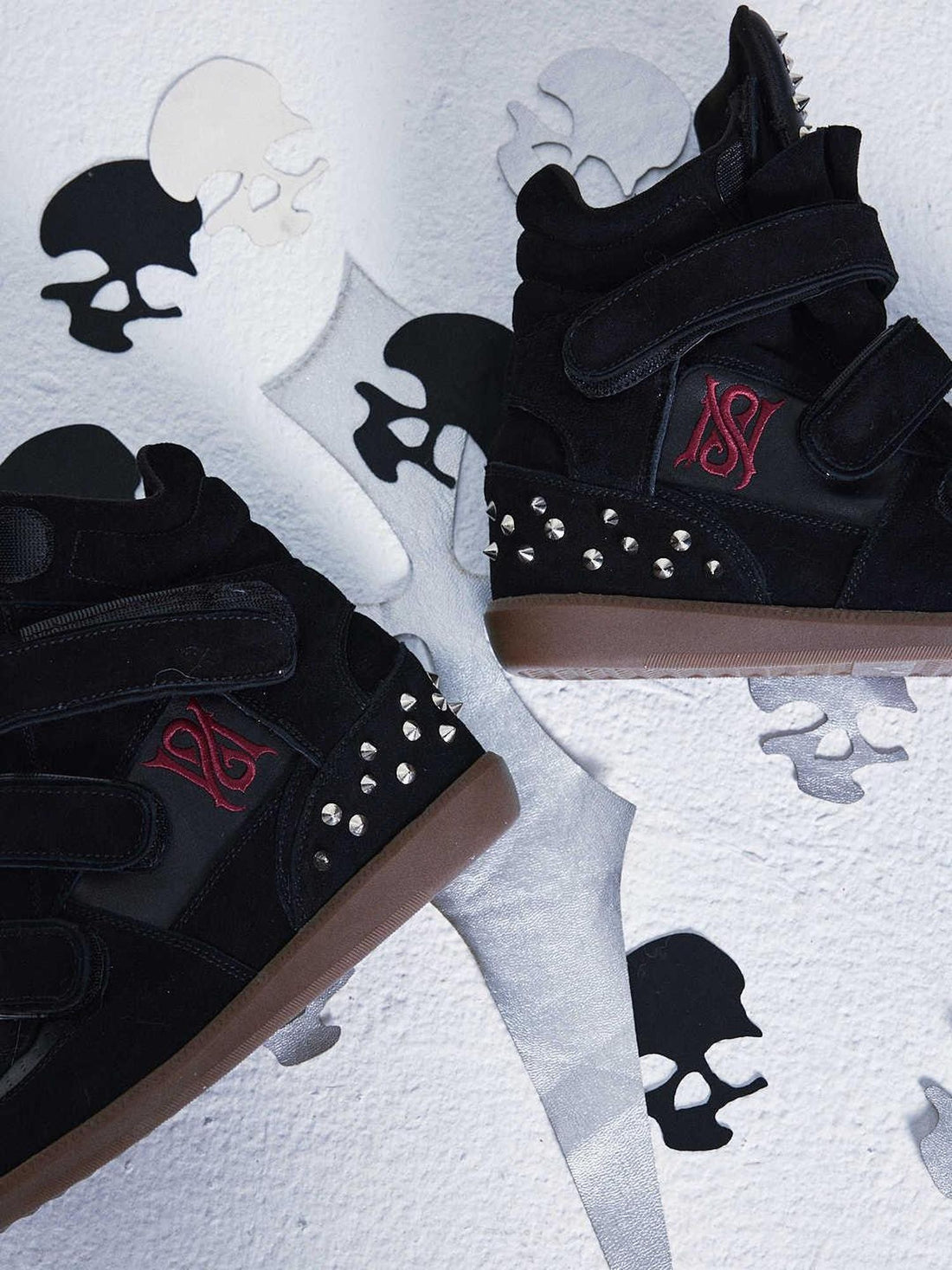 NONAME SPACE Wedge Studded Embroidered Patchwork Punk Women&