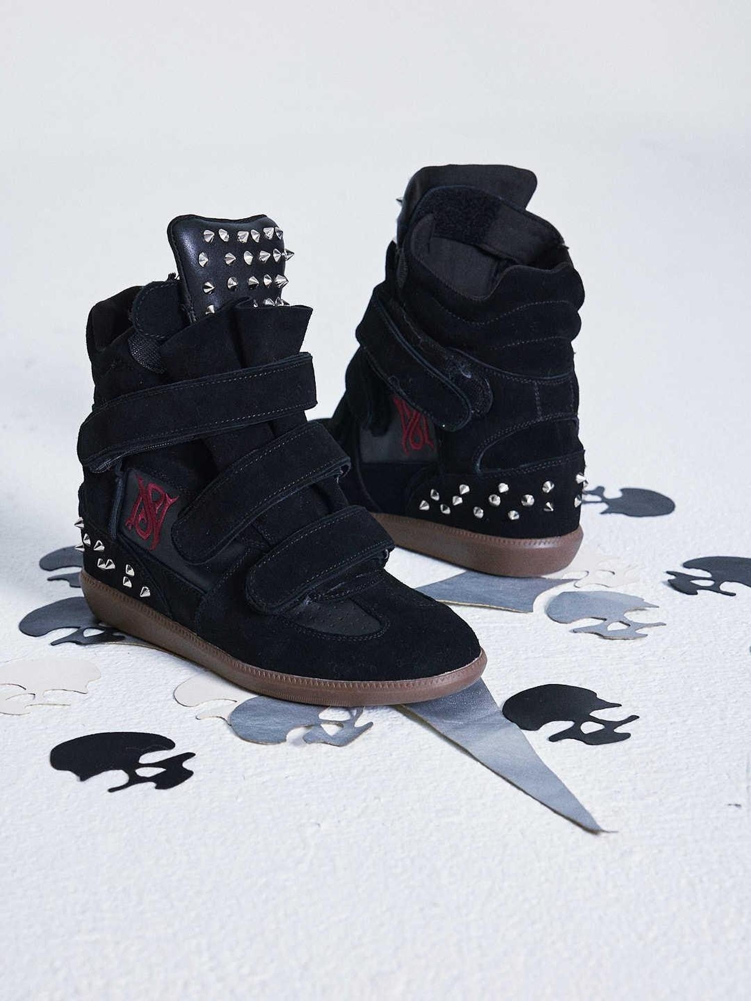 NONAME SPACE Wedge Studded Embroidered Patchwork Punk Women&