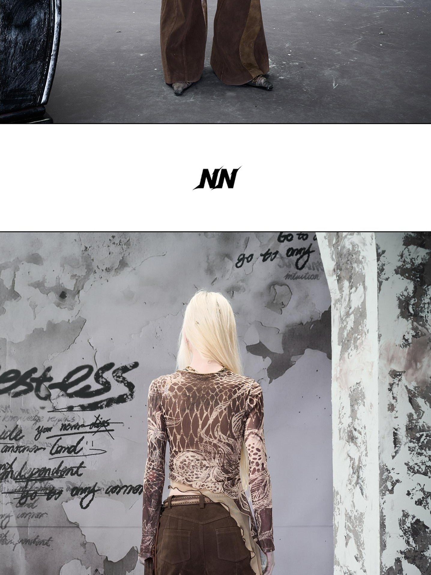NORTH NODE Apricot Beaded Floral Print Asymmetric Ruffle Vneck Women&