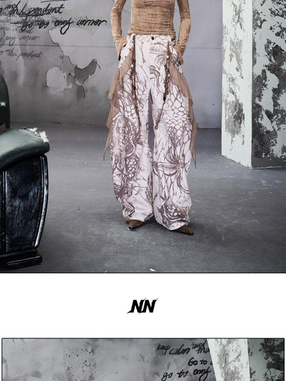 NORTH NODE Apricot Floral Print Patchwork Women&