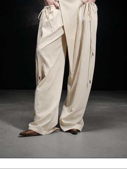 NORTH NODE Apricot Pleated Drawstring Pockets Drapey Women&