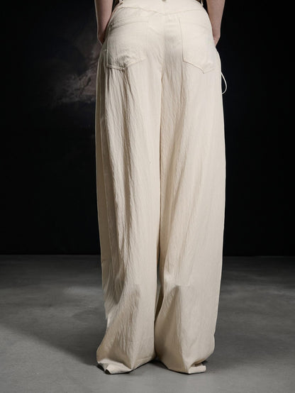 NORTH NODE Apricot Pleated Drawstring Pockets Drapey Women&
