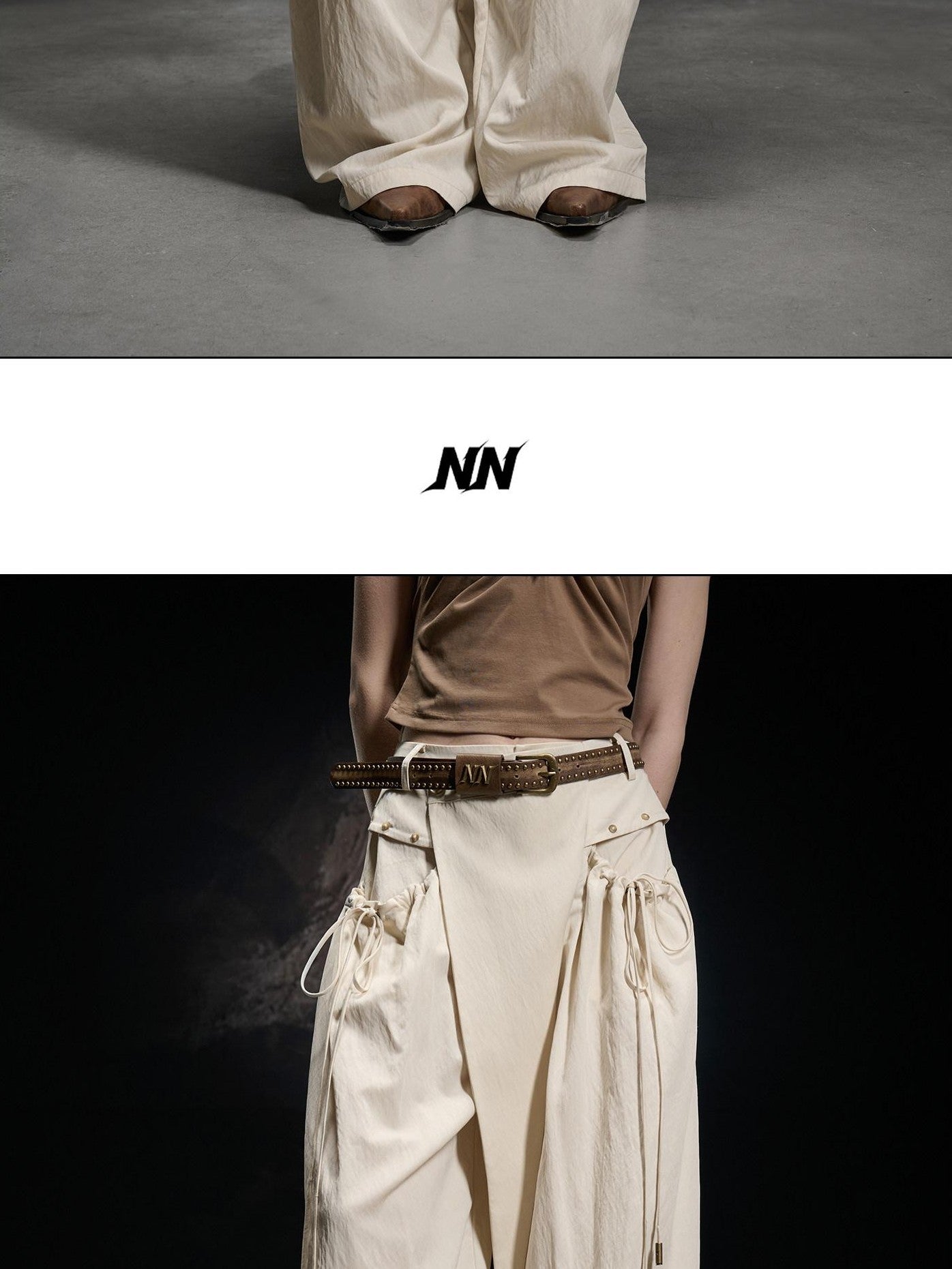 NORTH NODE Apricot Pleated Drawstring Pockets Drapey Women&