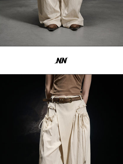 NORTH NODE Apricot Pleated Drawstring Pockets Drapey Women&