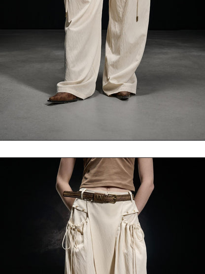 NORTH NODE Apricot Pleated Drawstring Pockets Drapey Women&