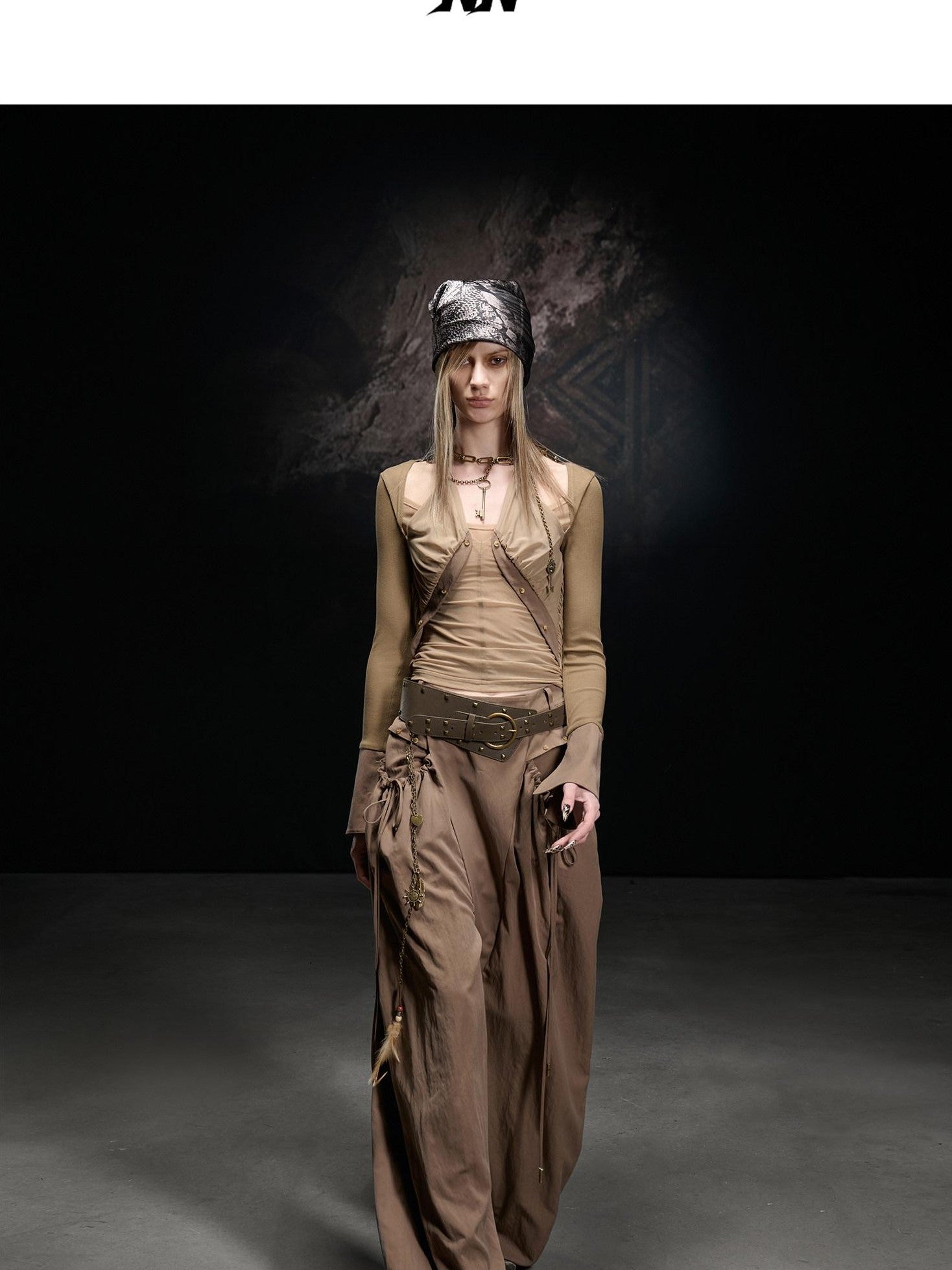 NORTH NODE Apricot Pleated Drawstring Pockets Drapey Women&