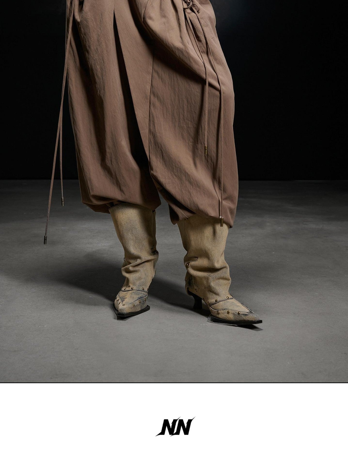 NORTH NODE Apricot Pleated Drawstring Pockets Drapey Women&