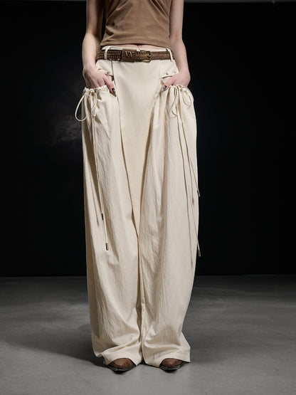 NORTH NODE Apricot Pleated Drawstring Pockets Drapey Women&