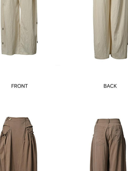 NORTH NODE Apricot Pleated Drawstring Pockets Drapey Women&