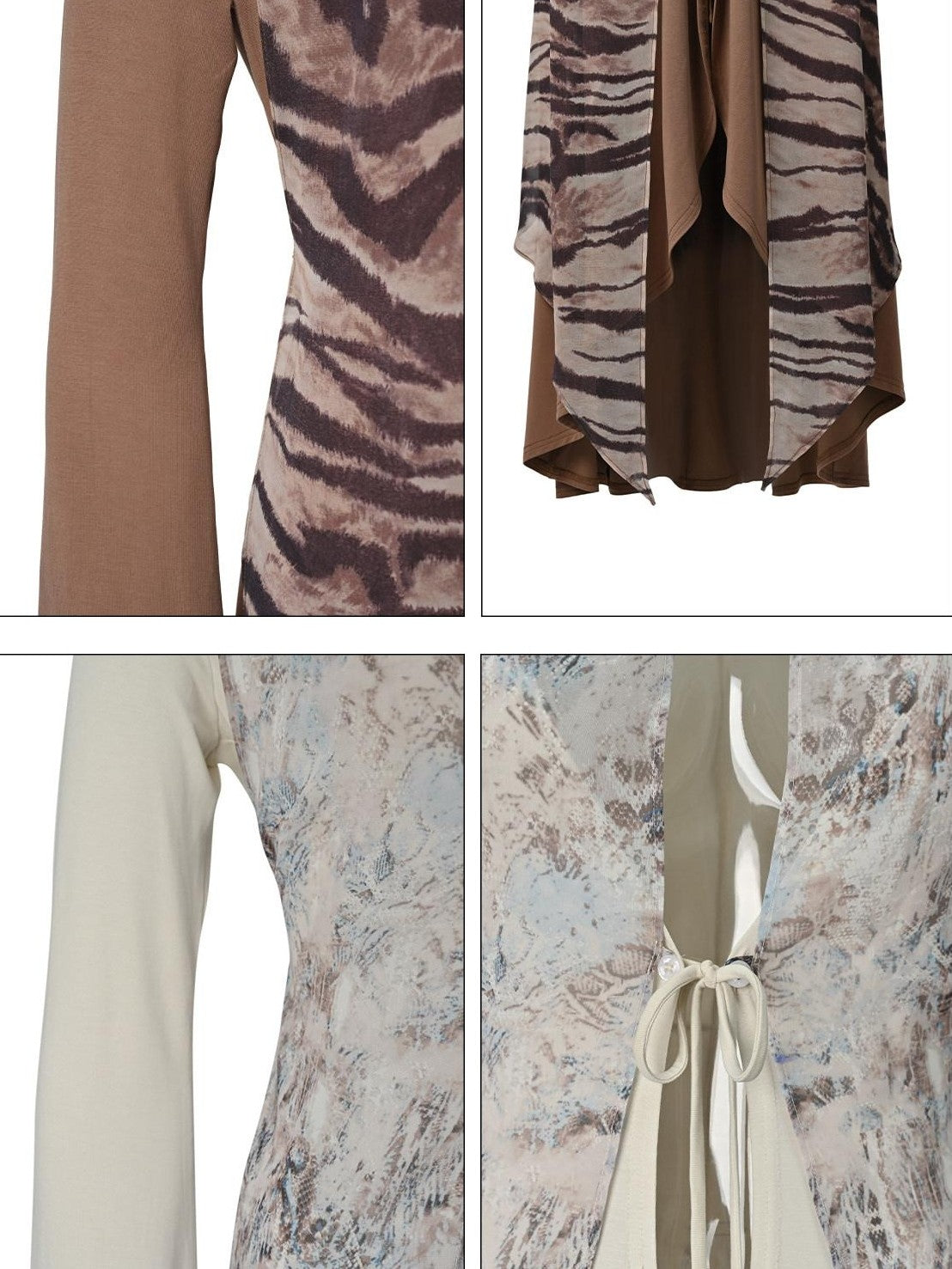 NORTH NODE Apricot Printed Spliced Tie V-neck Detachable Scarf Women&
