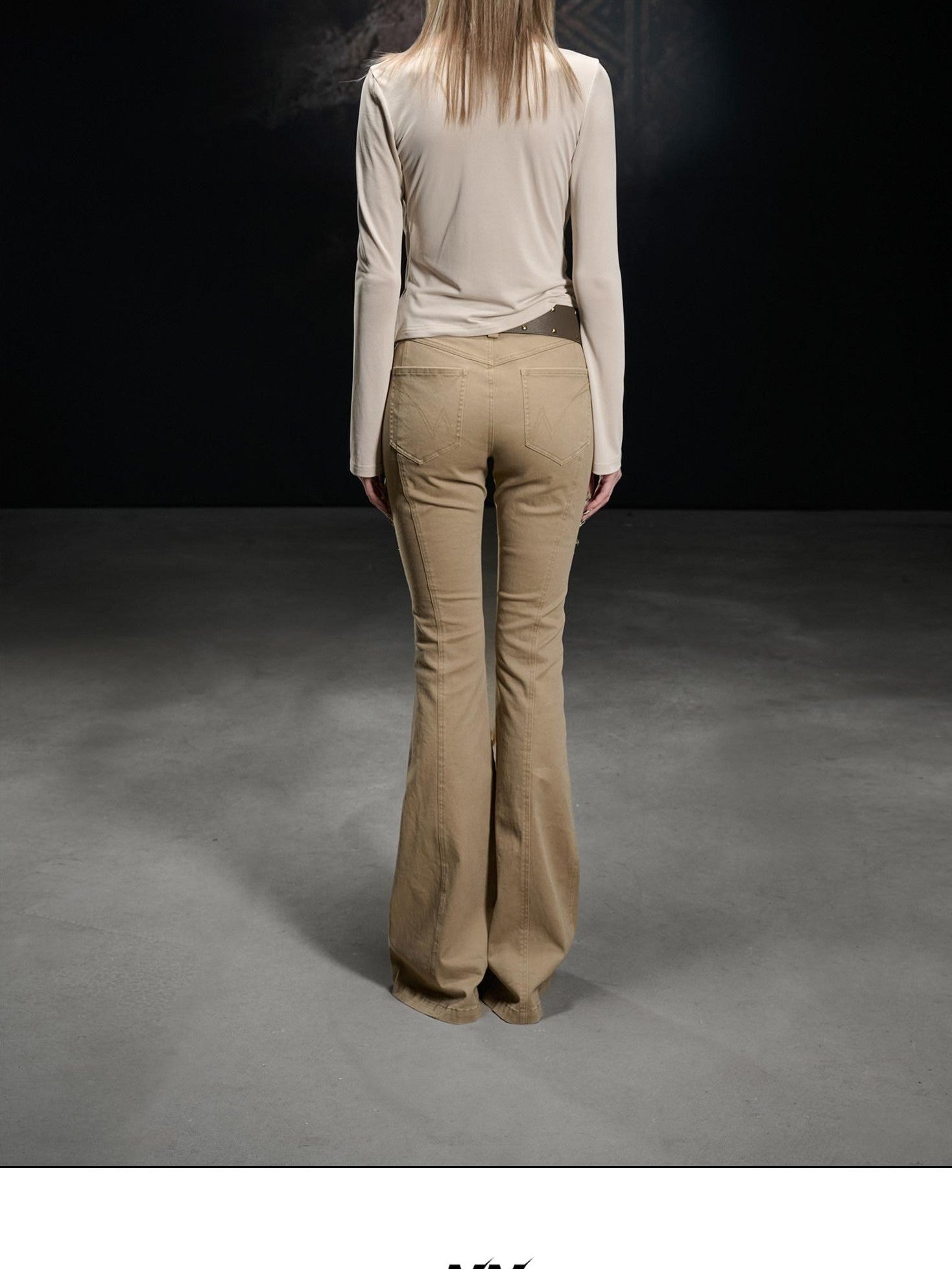 NORTH NODE Apricot Washed Spliced Ruched Scoop Neck Women&