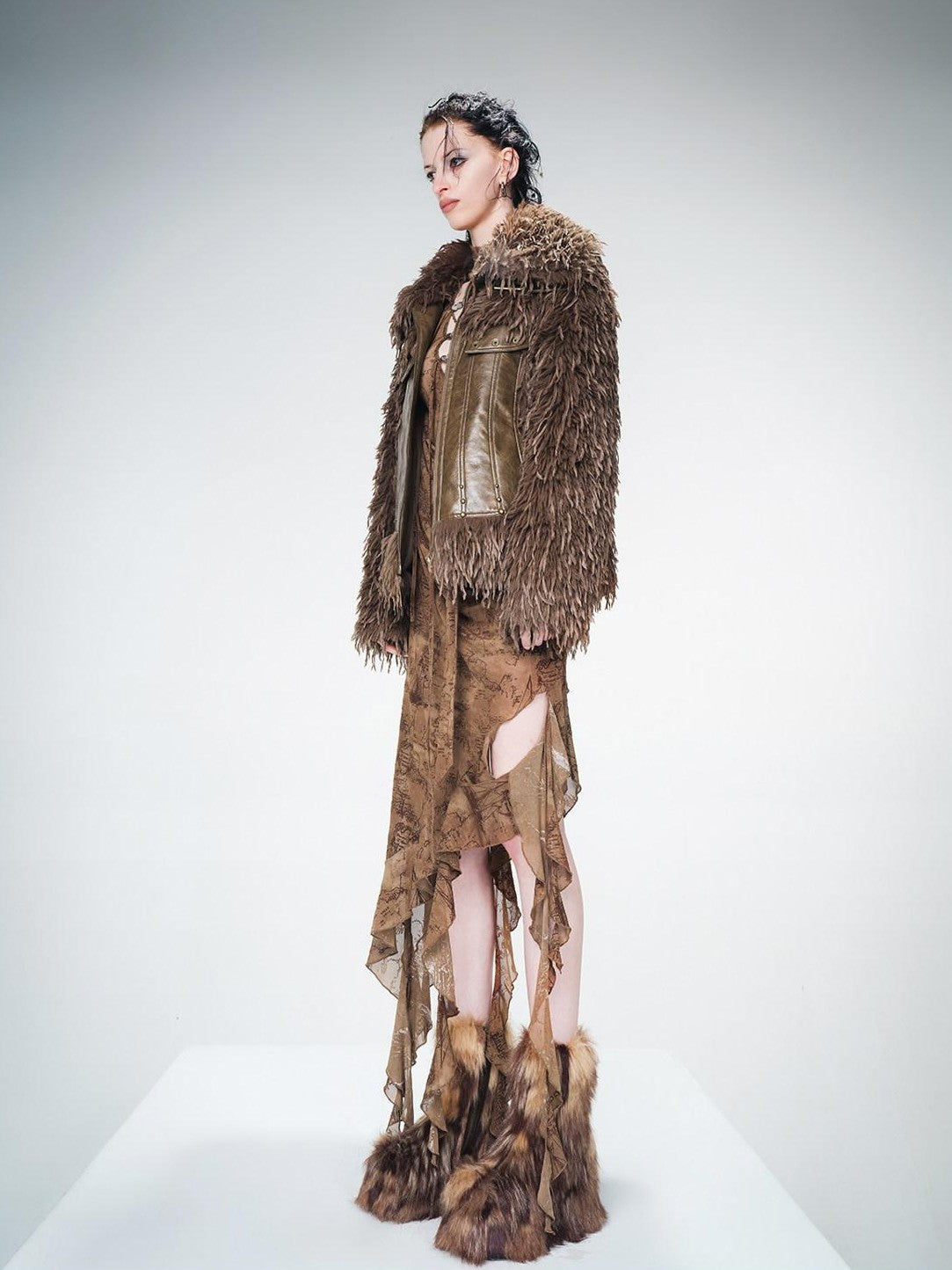 NORTH NODE Armor Inspired Panelled Leather Trim Women&