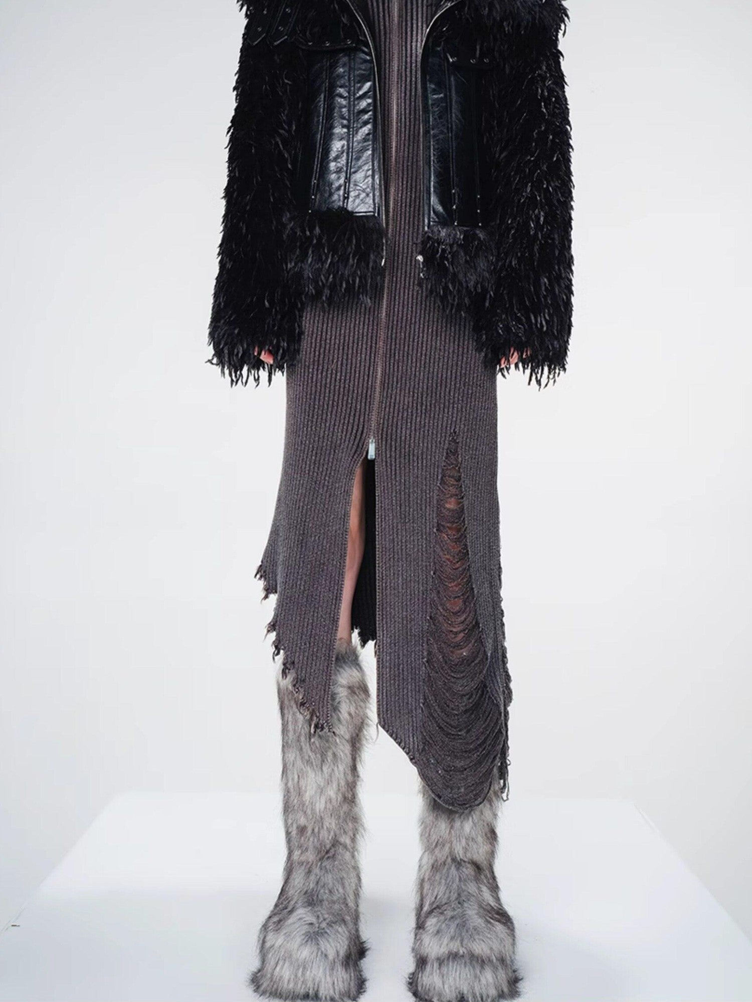 NORTH NODE Armor Inspired Panelled Leather Trim Women&