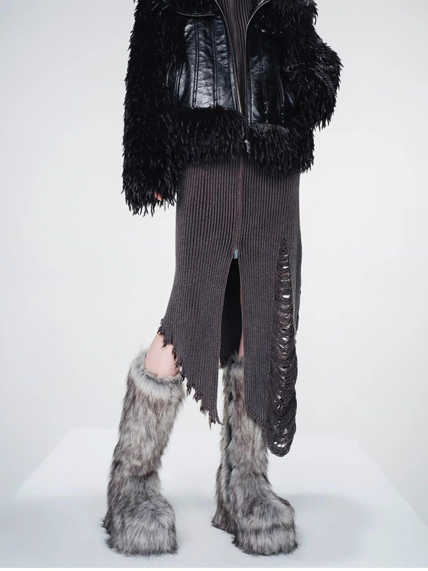 NORTH NODE Armor Inspired Panelled Leather Trim Women&
