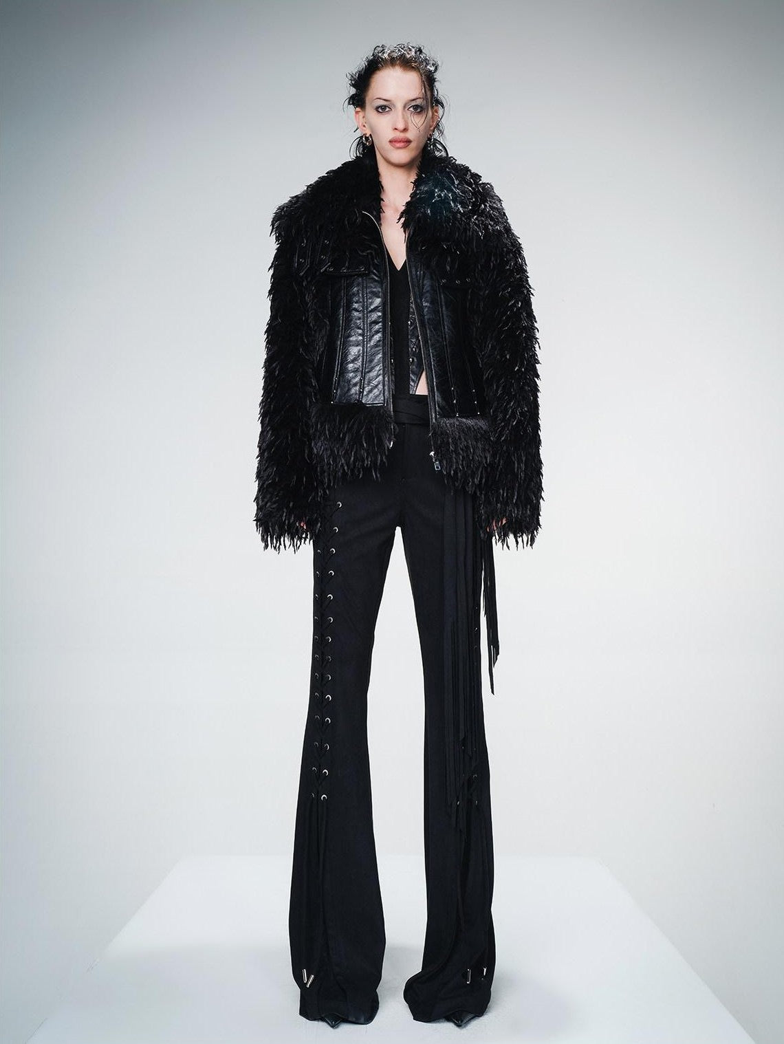 NORTH NODE Armor Inspired Panelled Leather Trim Women&