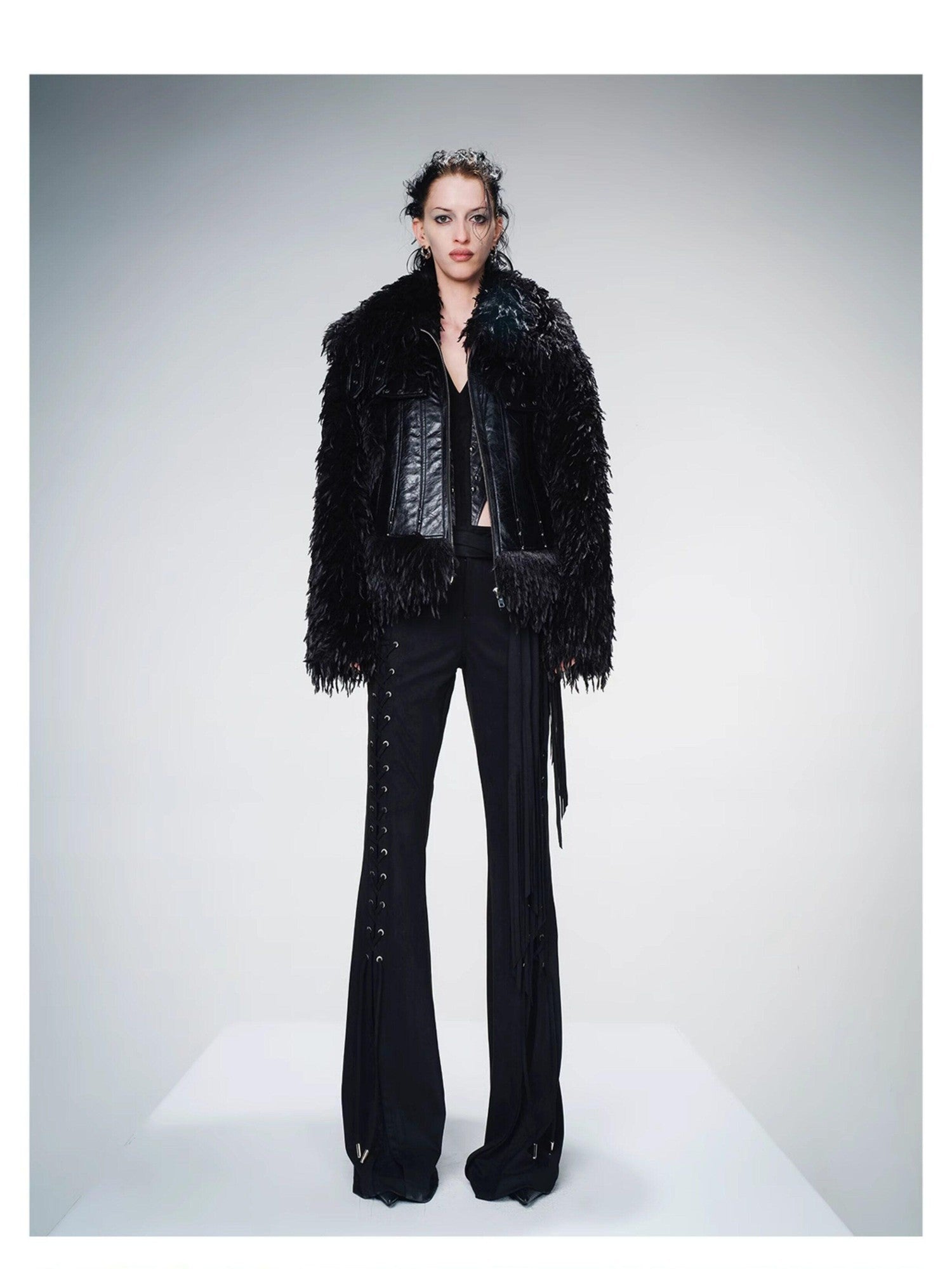 NORTH NODE Armor Inspired Panelled Leather Trim Women&