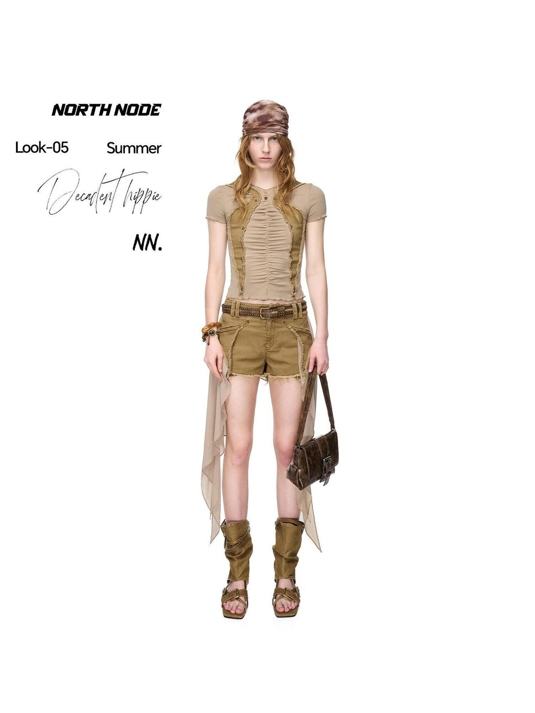 NORTH NODE Artistic Pleated Rivet Patchwork Women&