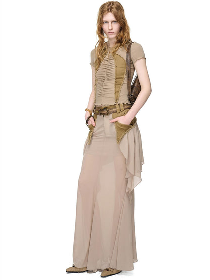 NORTH NODE Artistic Pleated Rivet Patchwork Women&