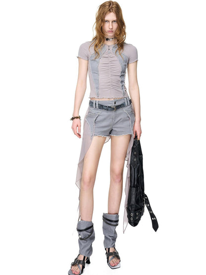 NORTH NODE Artistic Pleated Rivet Patchwork Women&