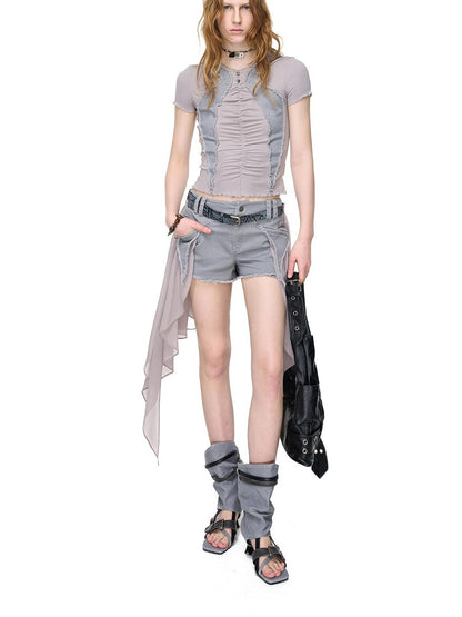 NORTH NODE Artistic Pleated Rivet Patchwork Women&