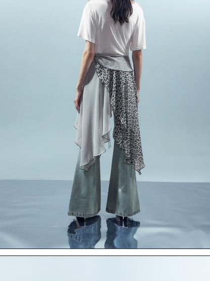 NORTH NODE Asymmetric Colorblock Detachable Scarf Women&