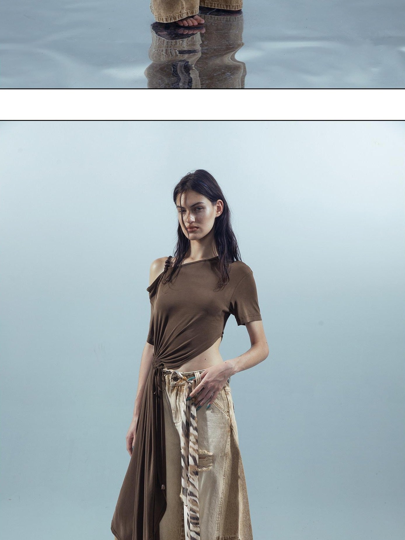 NORTH NODE Asymmetric Colorblock Detachable Scarf Women&