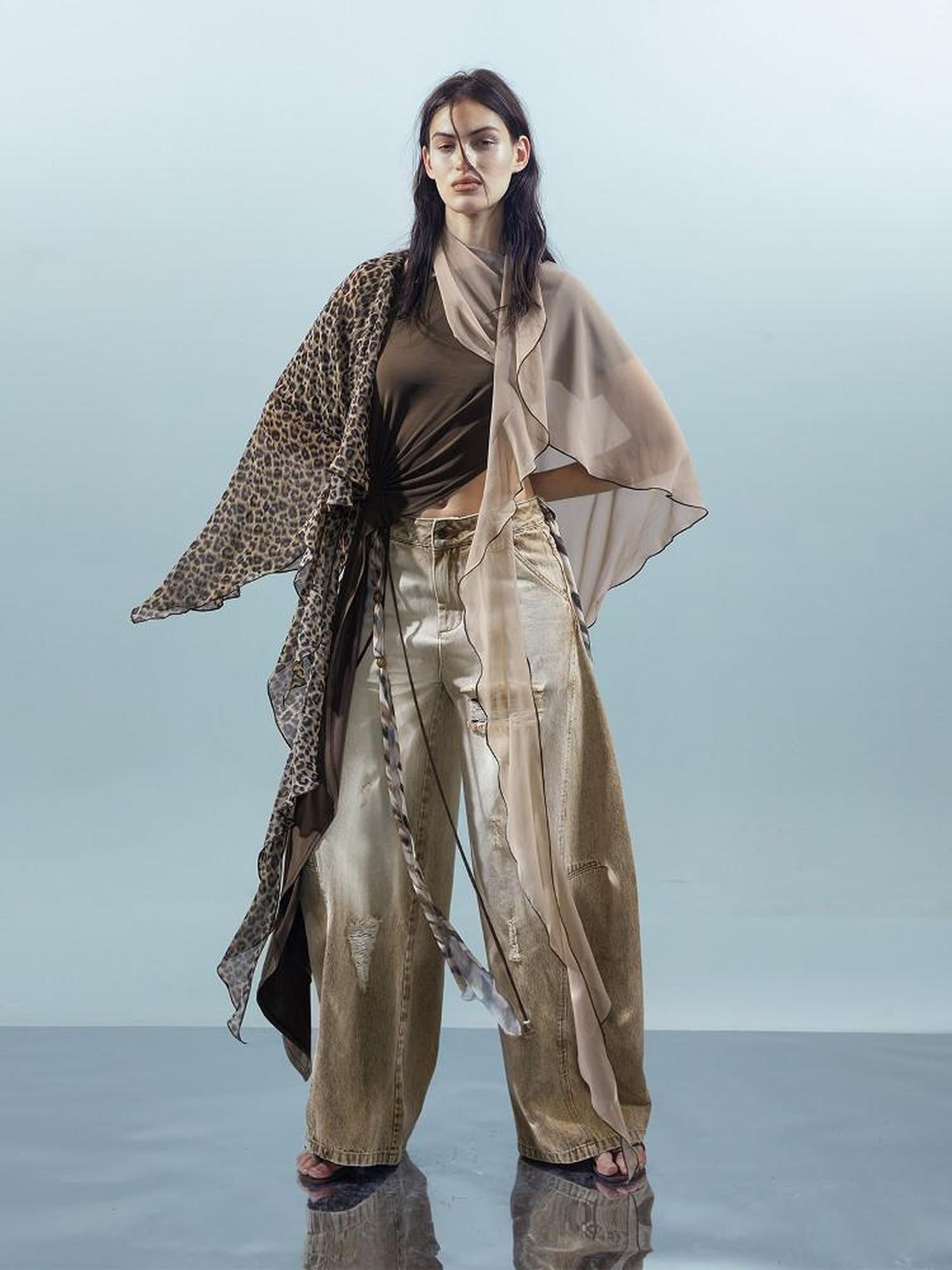 NORTH NODE Asymmetric Colorblock Detachable Scarf Women&