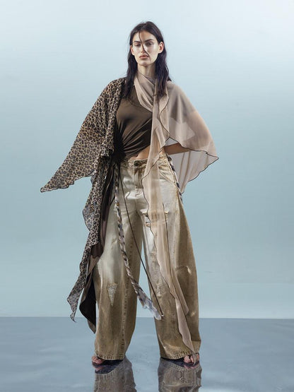 NORTH NODE Asymmetric Colorblock Detachable Scarf Women&