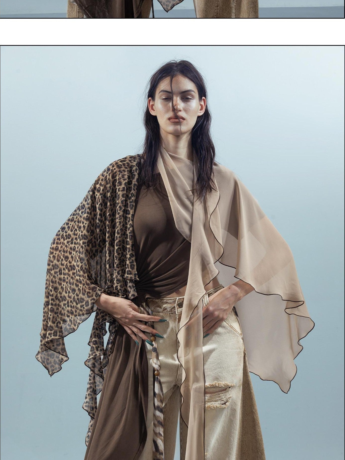 NORTH NODE Asymmetric Colorblock Detachable Scarf Women&