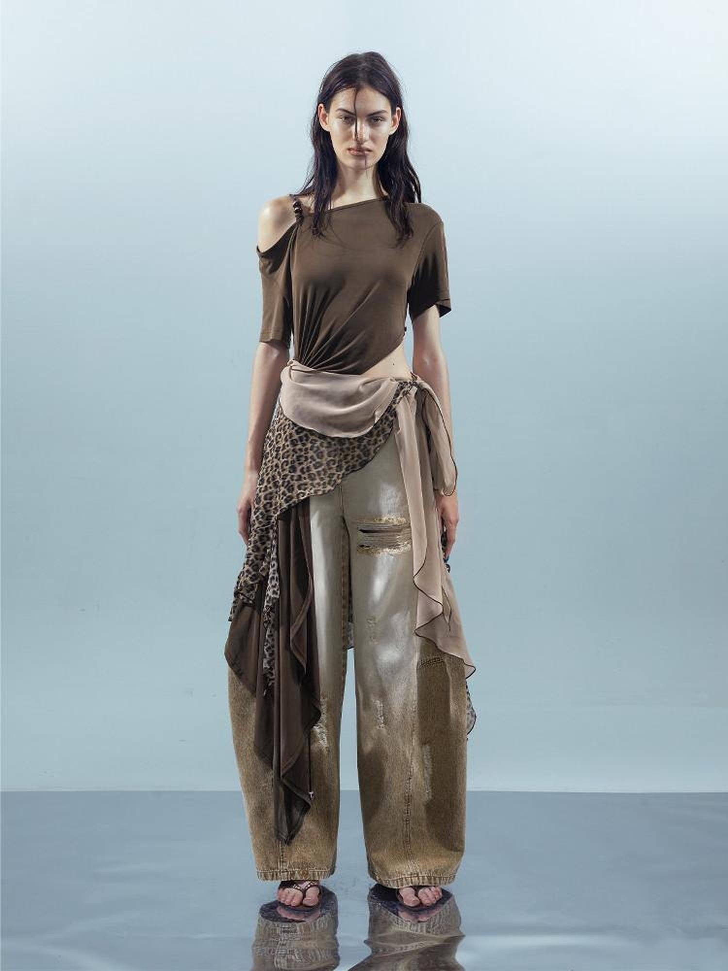 NORTH NODE Asymmetric Colorblock Detachable Scarf Women&