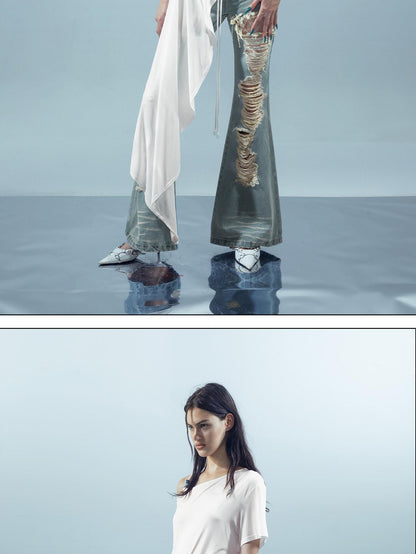 NORTH NODE Asymmetric Colorblock Detachable Scarf Women&