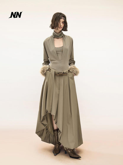 NORTH NODE Asymmetric Draped Nomadic Lyocell Cotton Women&