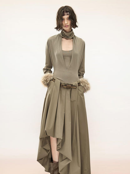 NORTH NODE Asymmetric Draped Nomadic Lyocell Cotton Women&