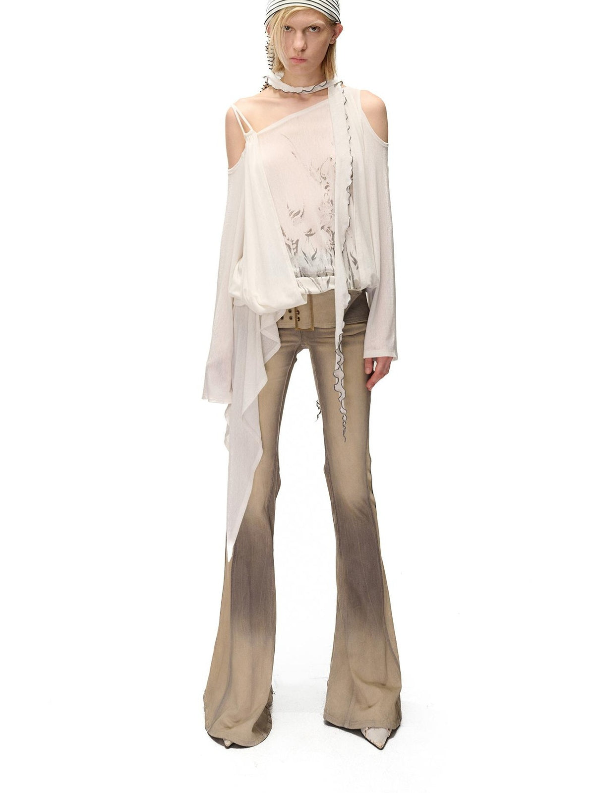 NORTH NODE Asymmetric Fragment Print Loose Stretch Women&