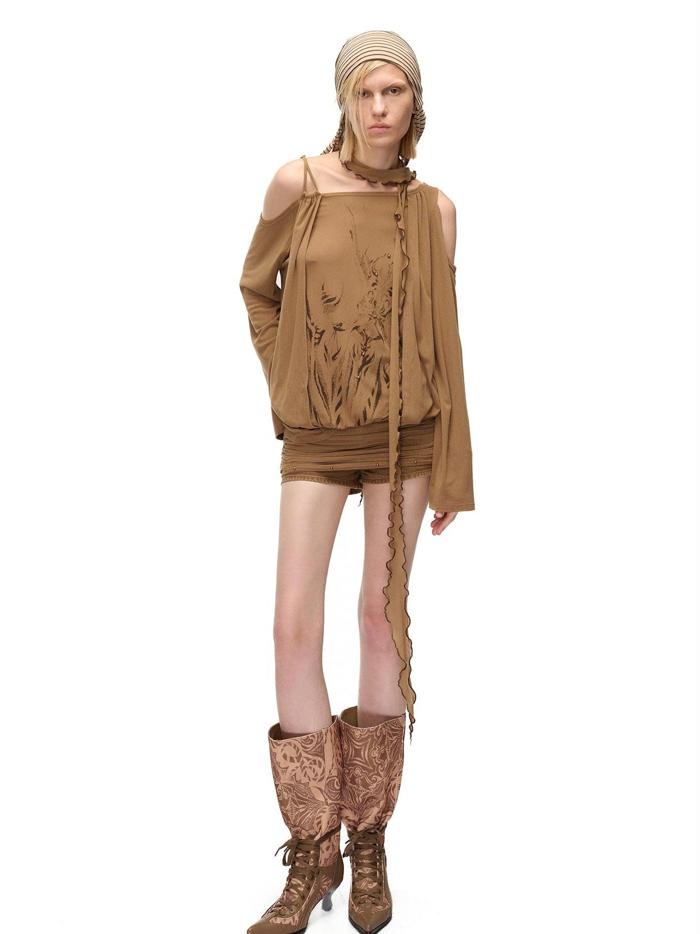NORTH NODE Asymmetric Fragment Print Loose Stretch Women&