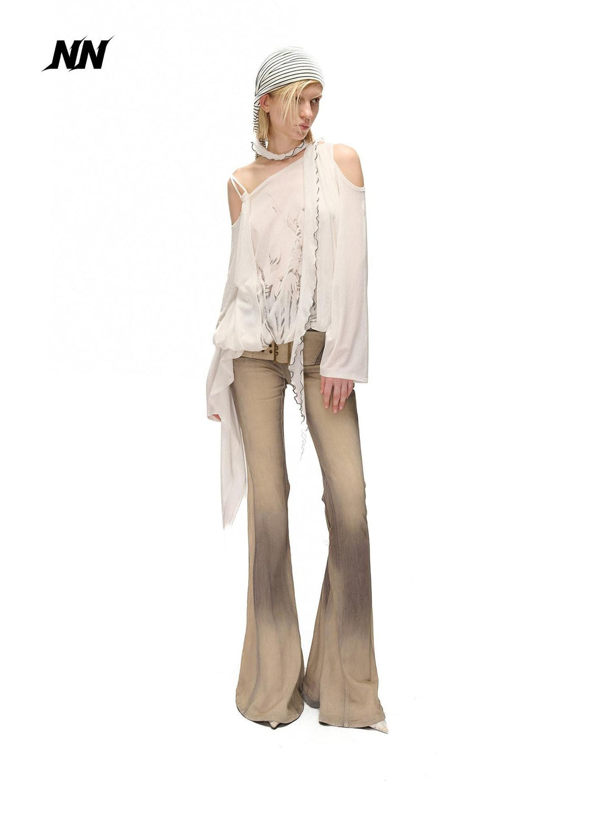 NORTH NODE Asymmetric Fragment Print Loose Stretch Women&