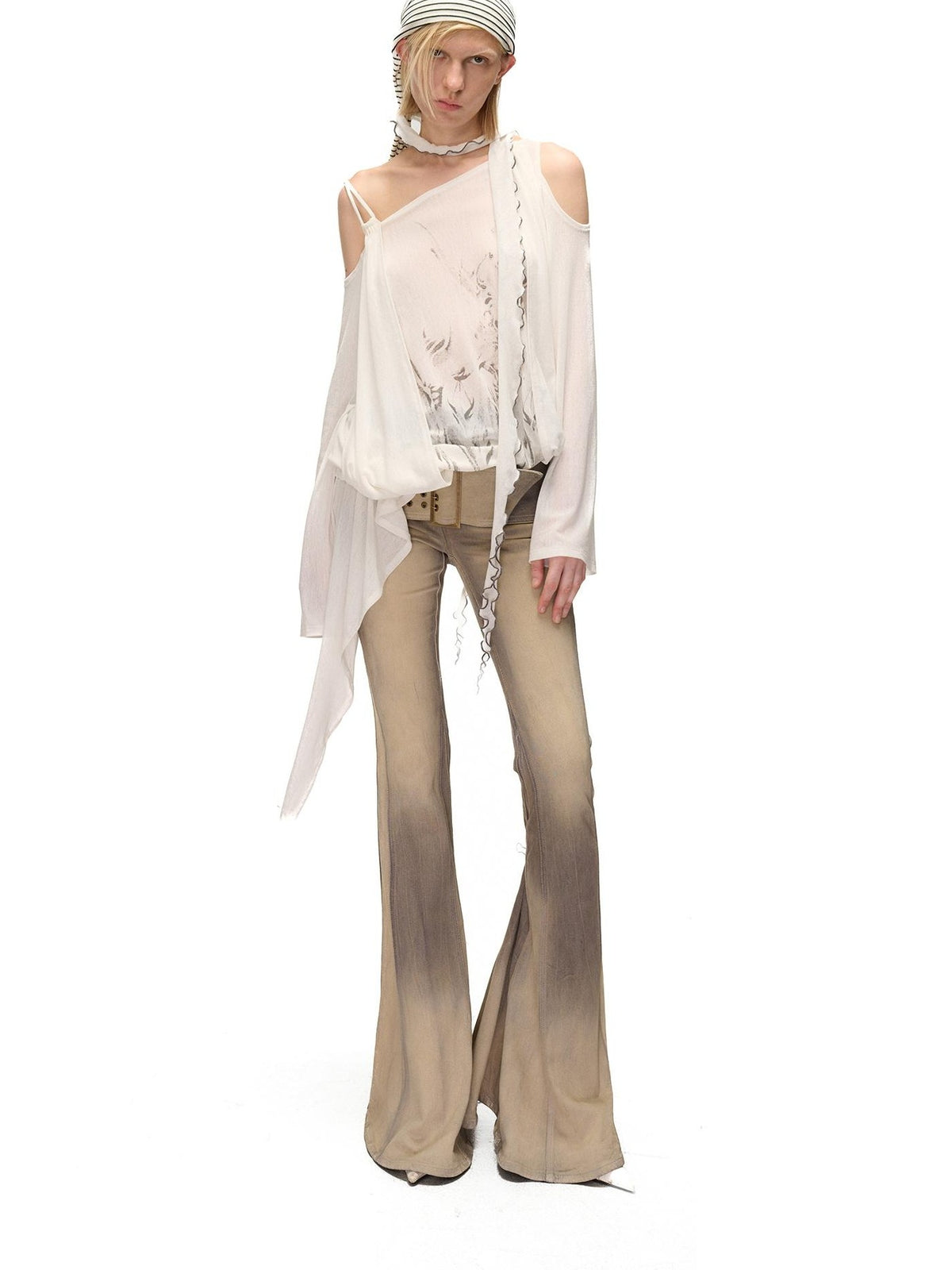 NORTH NODE Asymmetric Fragment Print Loose Stretch Women&