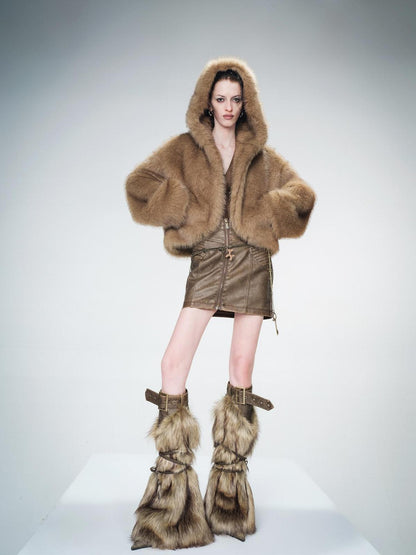 NORTH NODE Asymmetric Hooded Crystal Fleece Lined Loose Women&