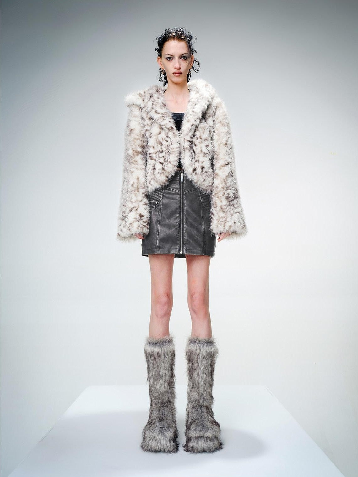NORTH NODE Asymmetric Hooded Crystal Fleece Lined Loose Women&