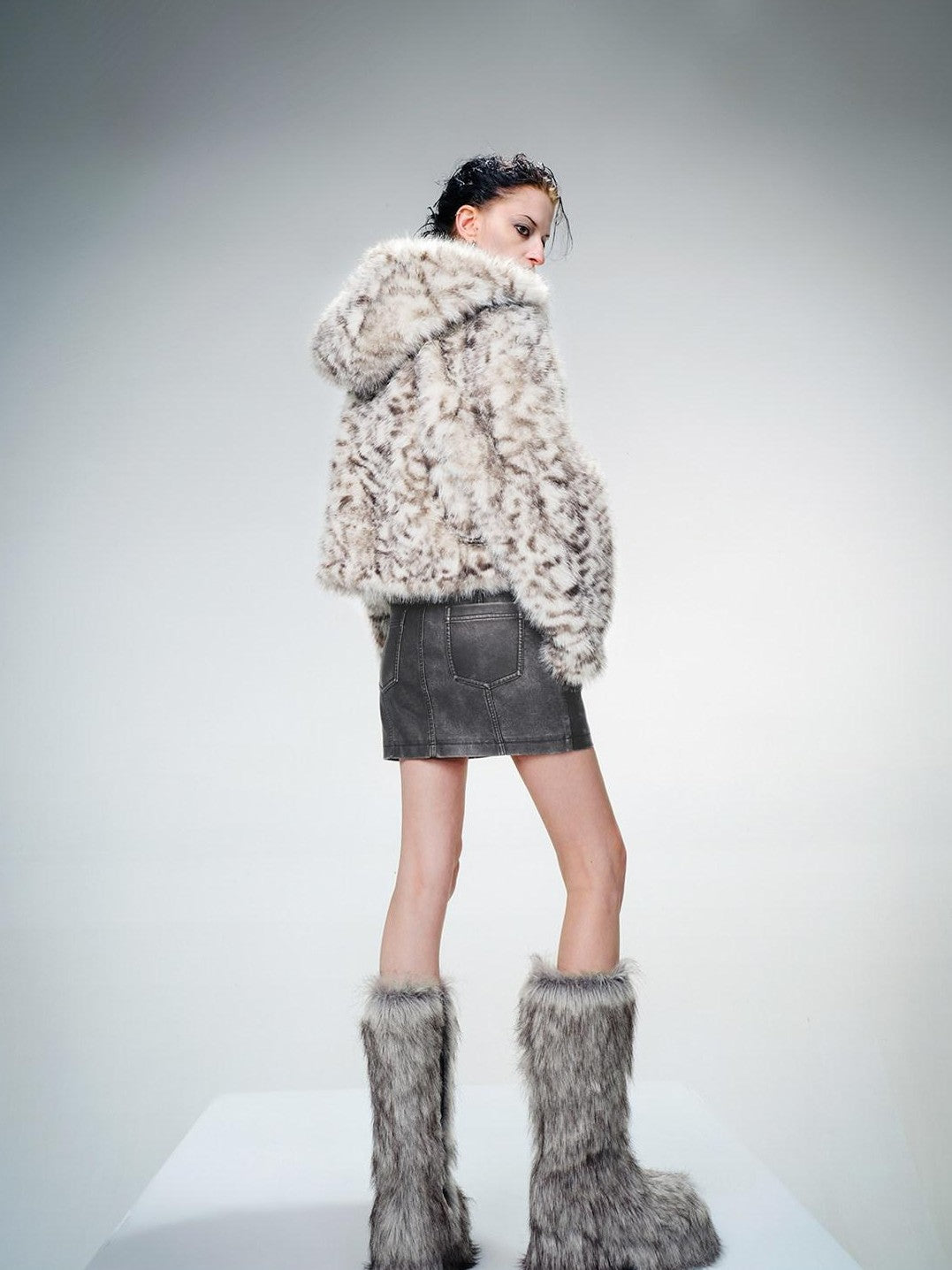 NORTH NODE Asymmetric Hooded Crystal Fleece Lined Loose Women&