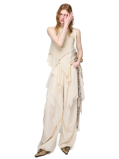 NORTH NODE Asymmetric Patchwork Distressed Beaded Women&