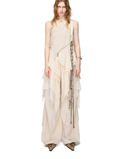 NORTH NODE Asymmetric Patchwork Distressed Beaded Women&