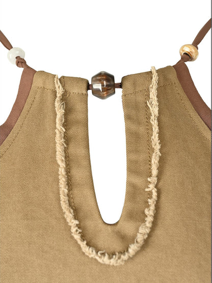 NORTH NODE Asymmetric Patchwork Distressed Beaded Women&