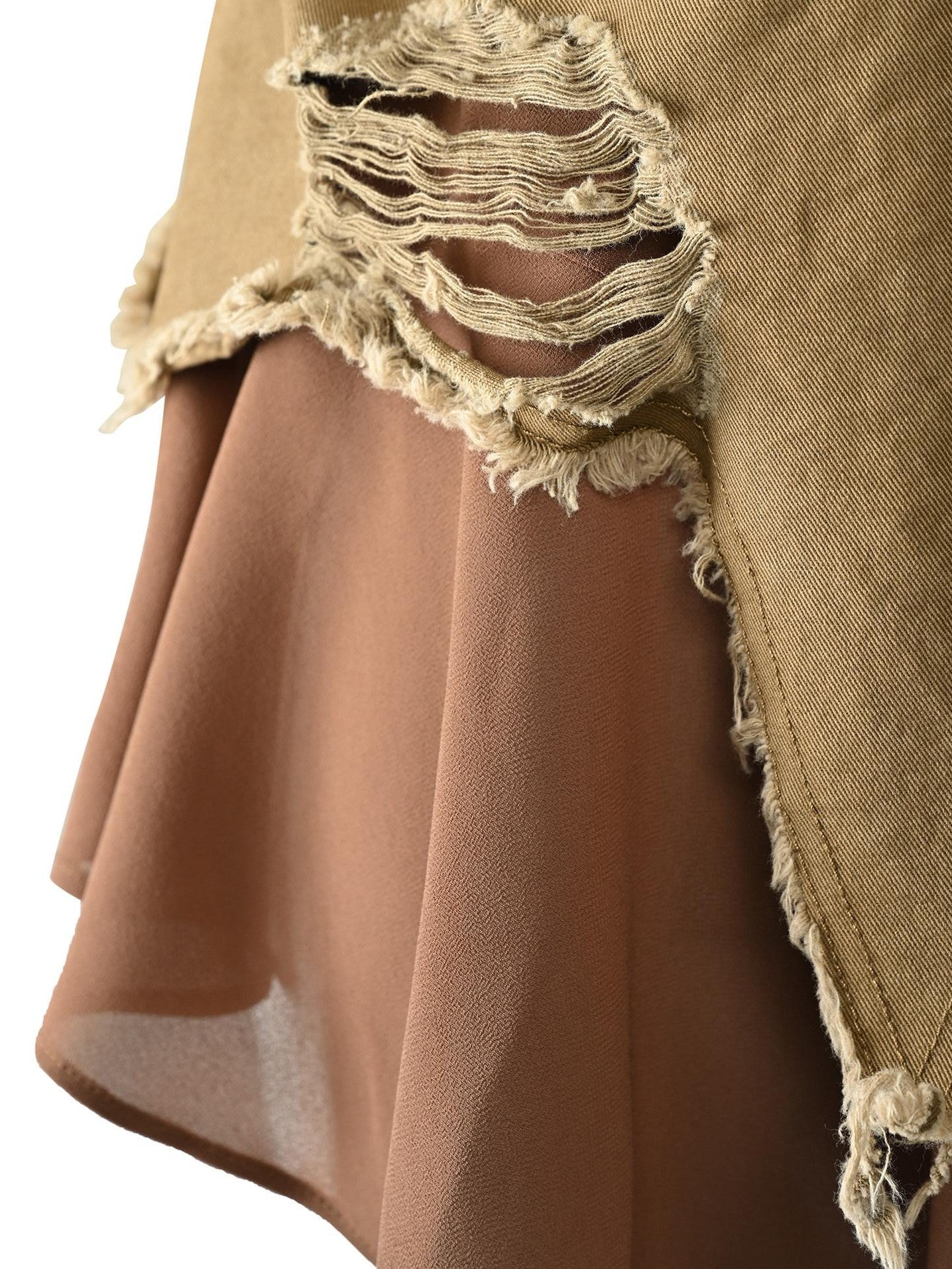 NORTH NODE Asymmetric Patchwork Distressed Beaded Women&