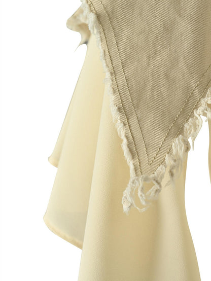 NORTH NODE Asymmetric Patchwork Distressed Beaded Women&