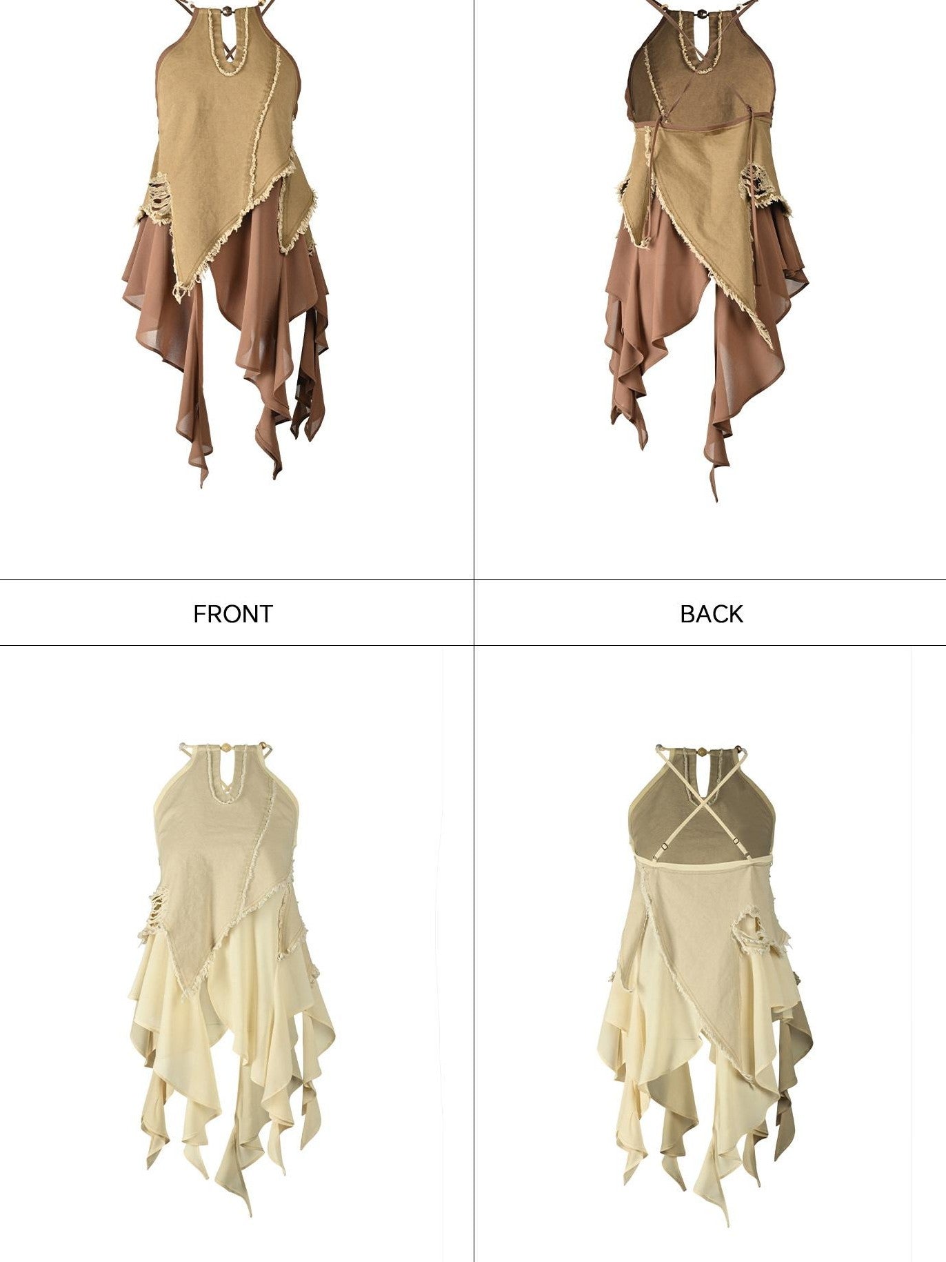 NORTH NODE Asymmetric Patchwork Distressed Beaded Women&