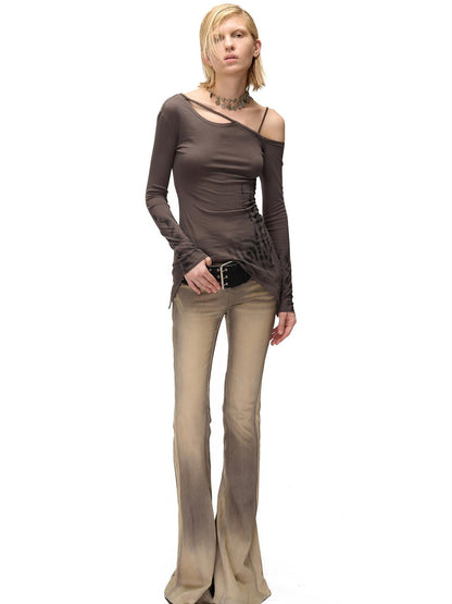 NORTH NODE Asymmetric Printed Knitted Collar Deconstructed Women&