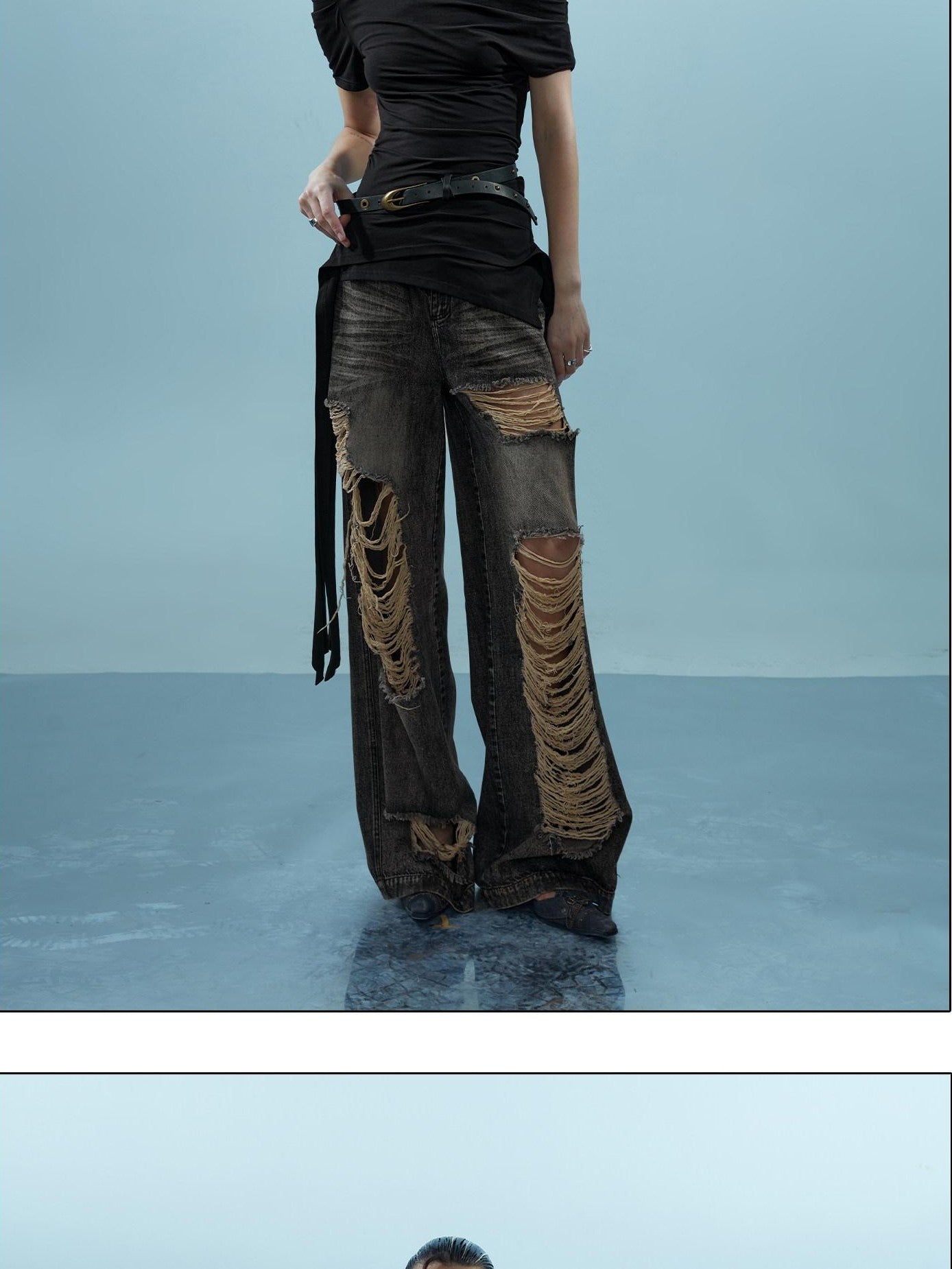 NORTH NODE Asymmetric Ribbon One Shoulder Cross Print Women&