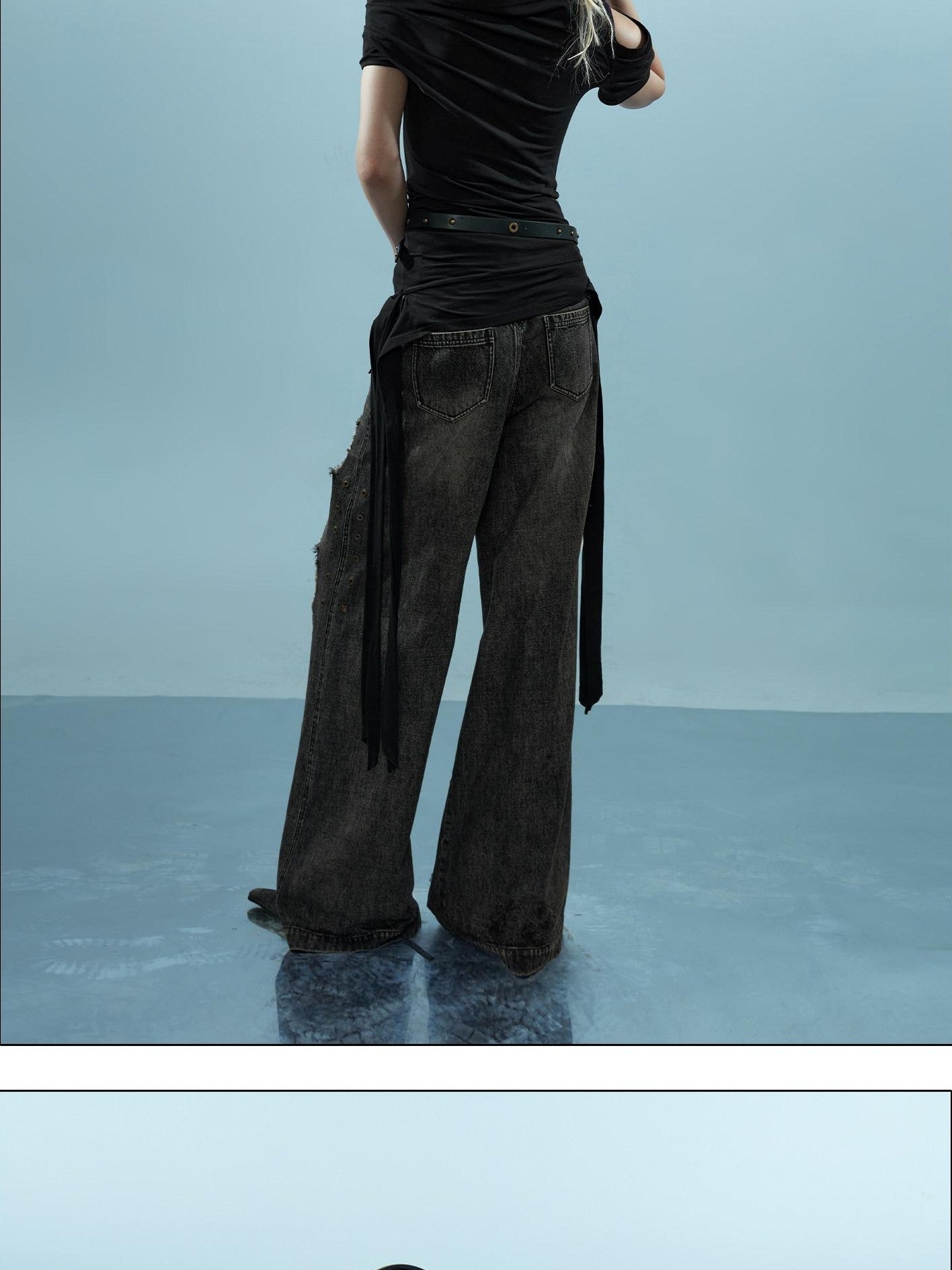 NORTH NODE Asymmetric Ribbon One Shoulder Cross Print Women&