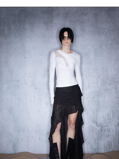 NORTH NODE Asymmetric Ruffle Convertible Knit A Line Women&